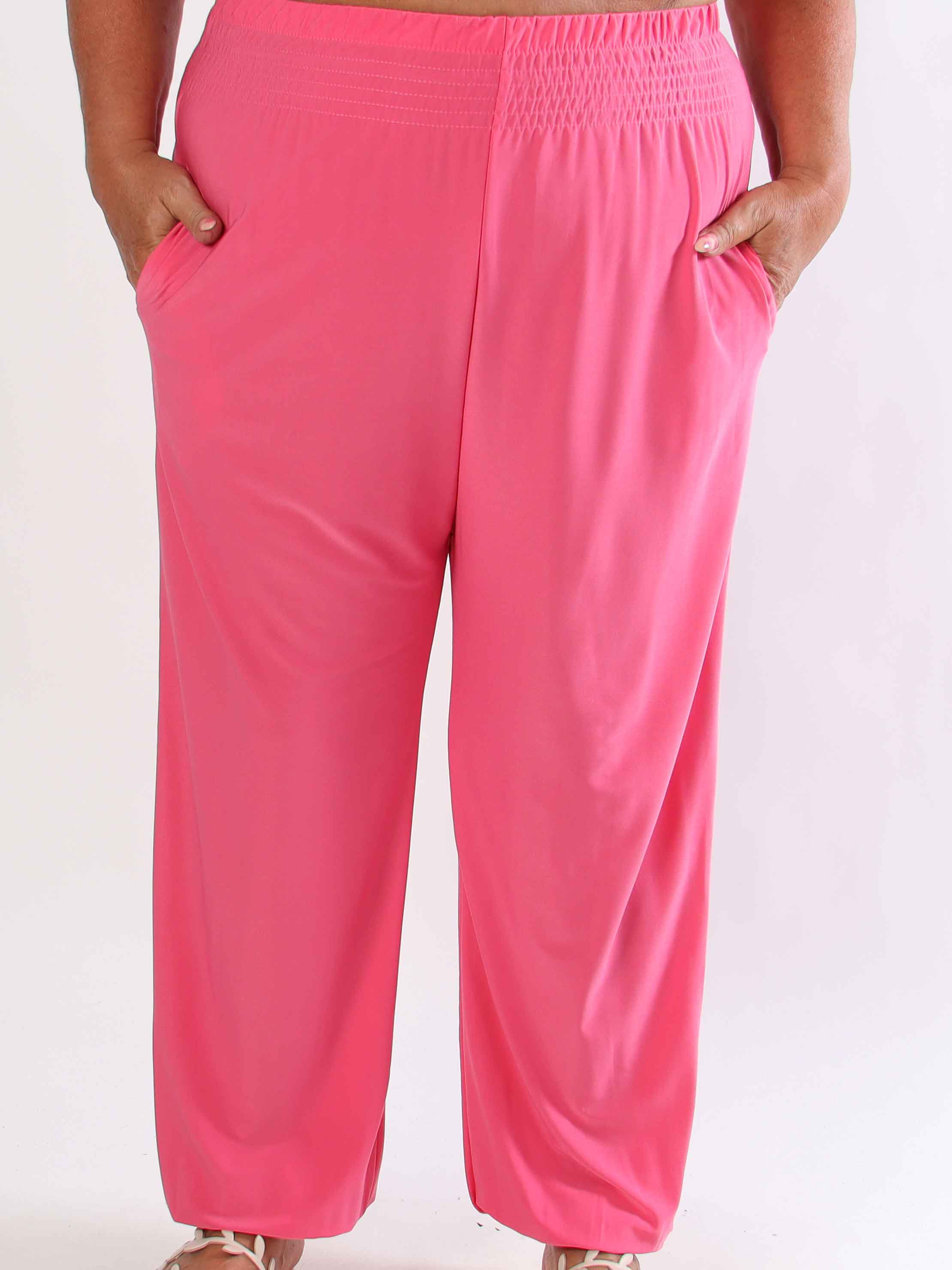 Pams Plain Harem Pants - Elastiske plus size bukser med smock i taljen